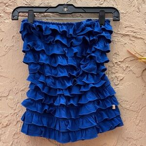 Hollister Cute Vibrant Blue Ruffle Tube Top